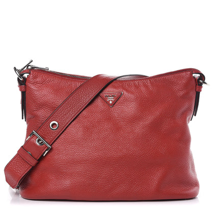 Prada Vitello Daino Shoulder Bag Rosso 1 of 11