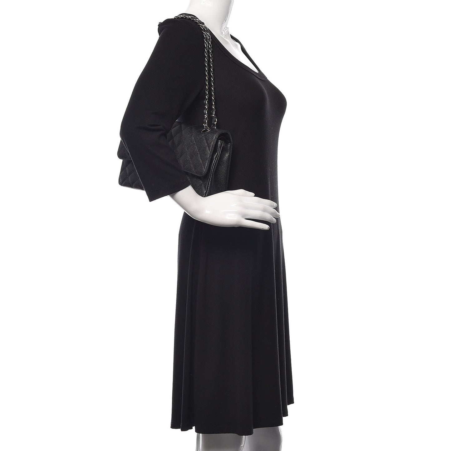 Caviar Quilted Medium Double Flap Black