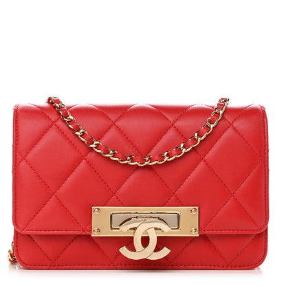 Chanel Lambskin Quilted Golden Class Wallet on Chain WOC Red 1 of 12