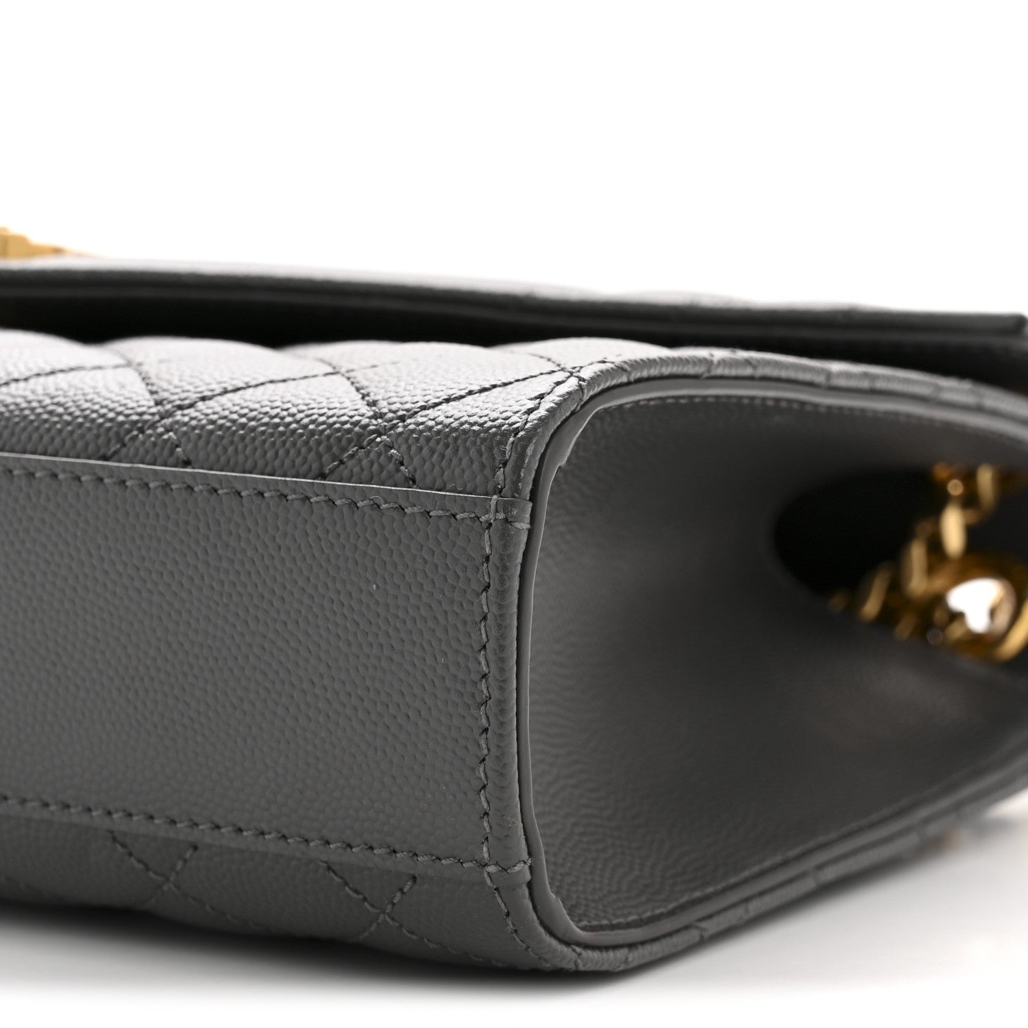 Saint Laurent Grain De Poudre Textured Mixed Matelasse Medium Triquilt Monogram Satchel Storm 10 of 11