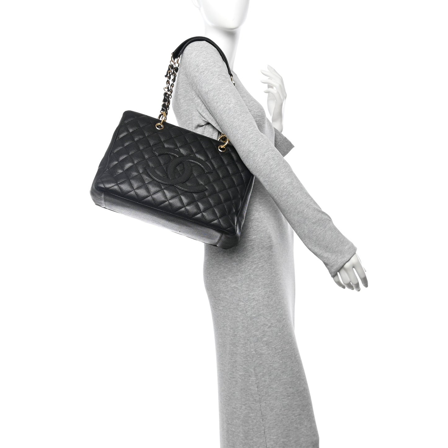 Caviar Quilted Grand Shopping Tote GST Black