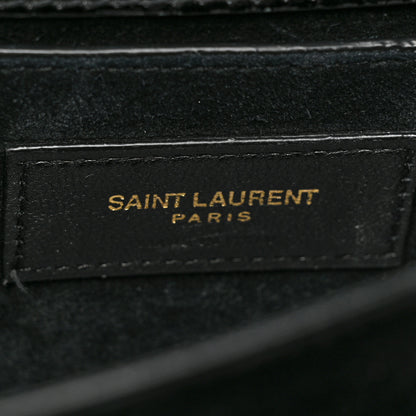 Saint Laurent Calfskin Crocodile Embossed Medium Monogram Sunset Black 6 of 15