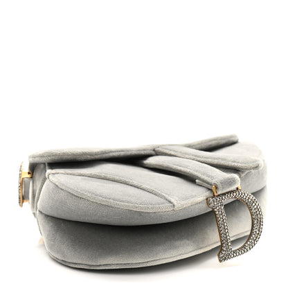 Christian Dior Velvet Crystal Mini Saddle Bag Grey 4 of 10