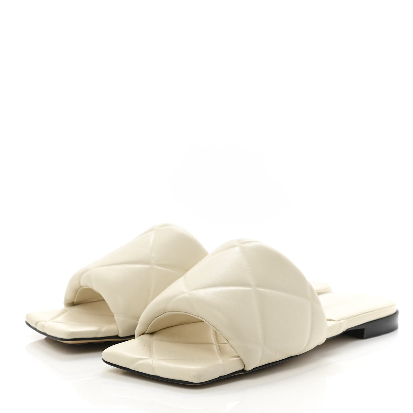 Nappa Quilted Rubber Lido Flat Sandals 36.5 Sea Salt