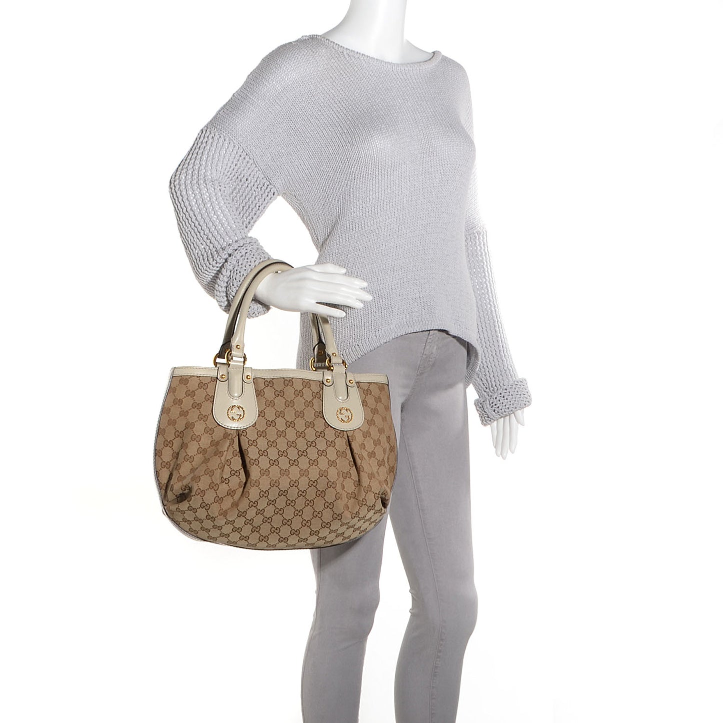 Monogram Medium Scarlett Stud Tote Off White