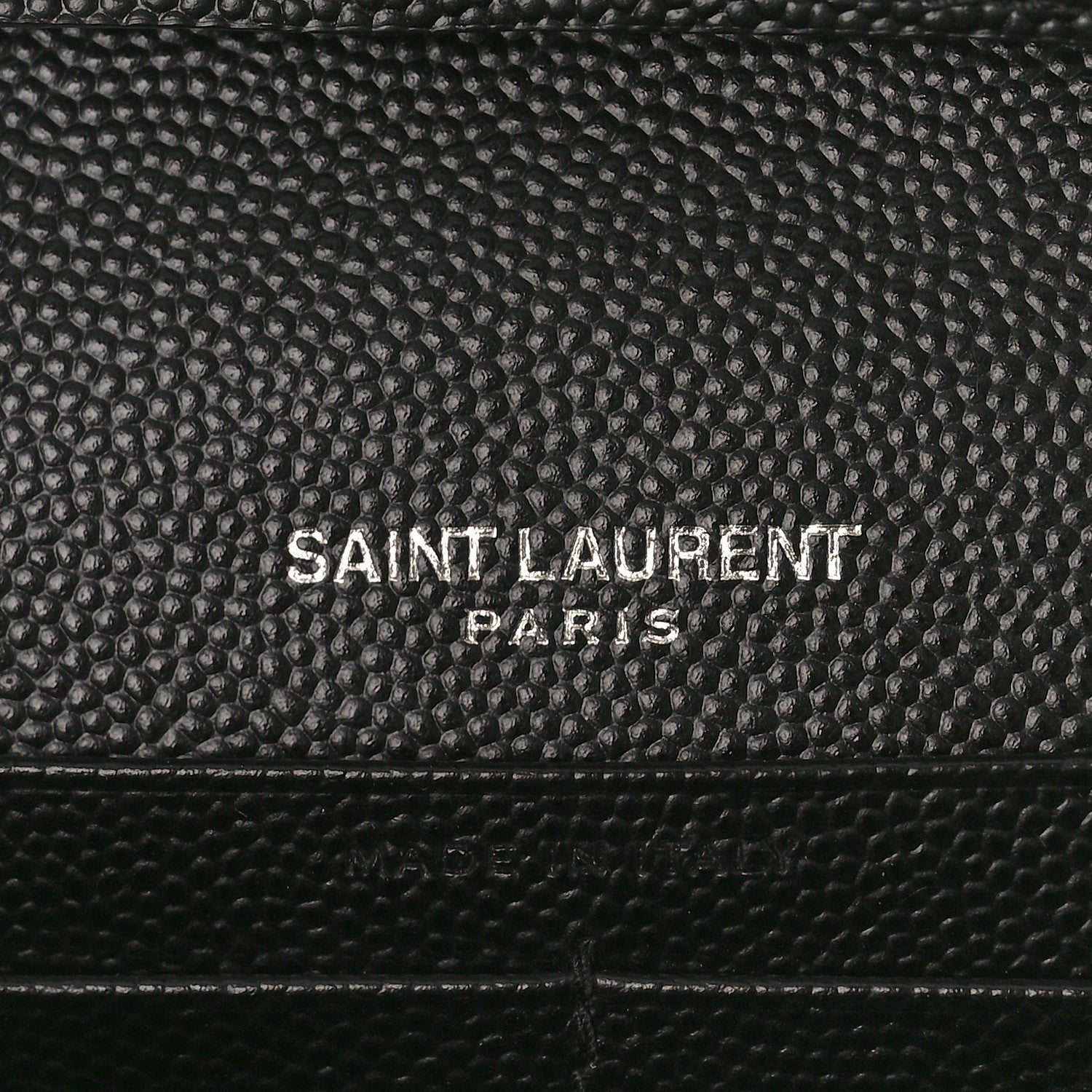 Saint Laurent Grain De Poudre Matelasse Chevron Monogram Chain Wallet Black 6 of 9