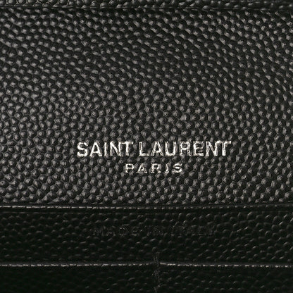 Saint Laurent Grain De Poudre Matelasse Chevron Monogram Chain Wallet Black 6 of 9