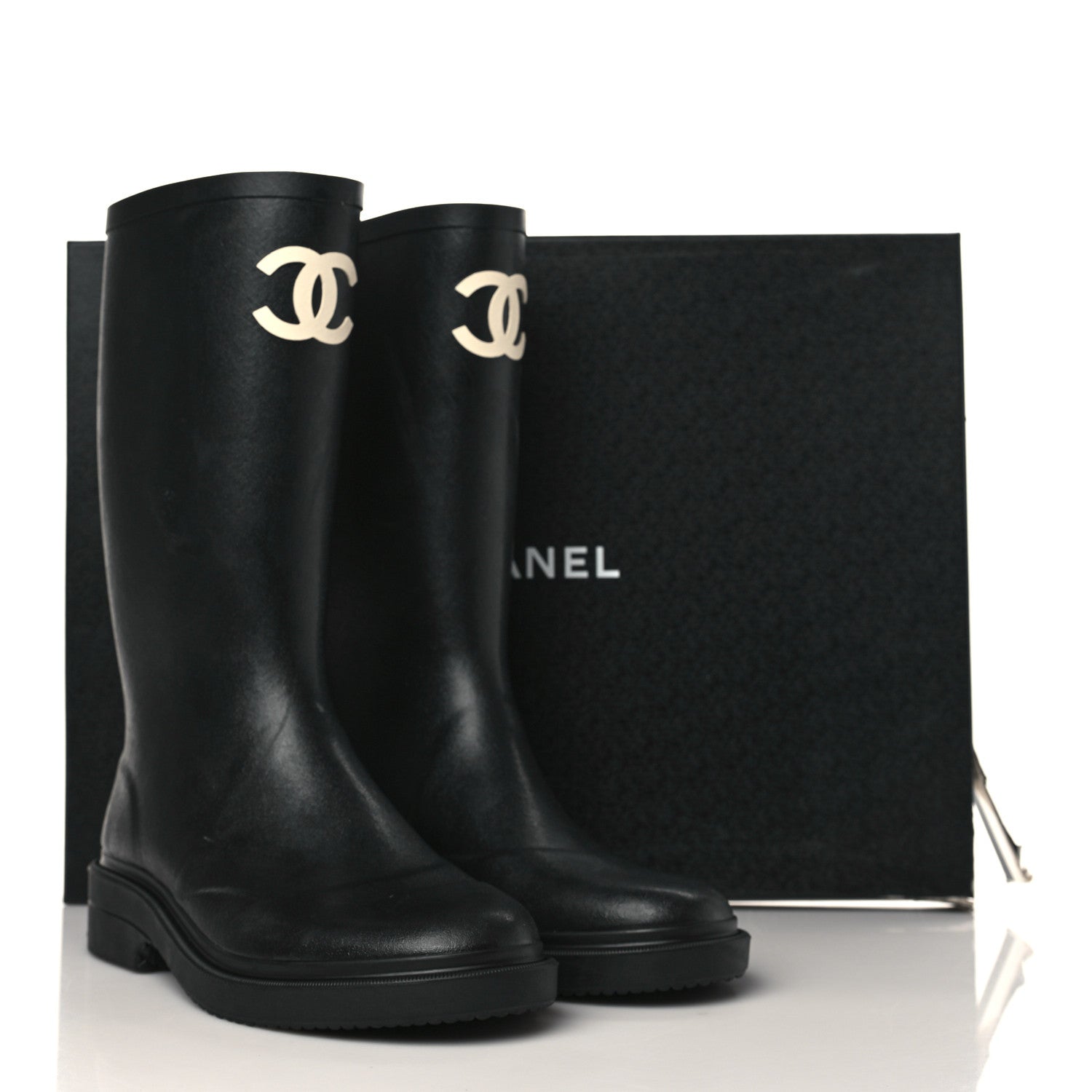 Chanel Caoutchouk CC High Boots 39 Black 7 of 7