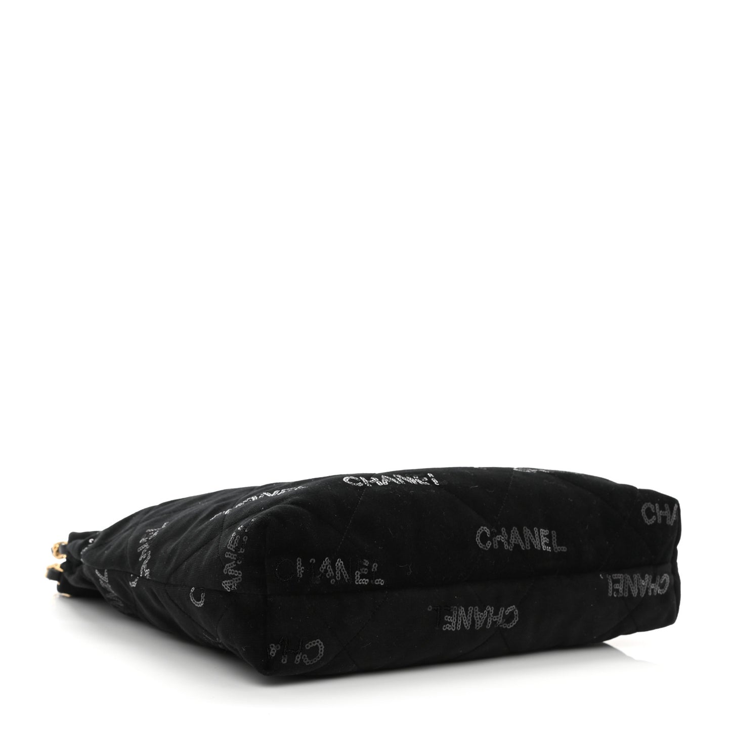 Velvet Sequin Quilted Small Chanel 22 Black