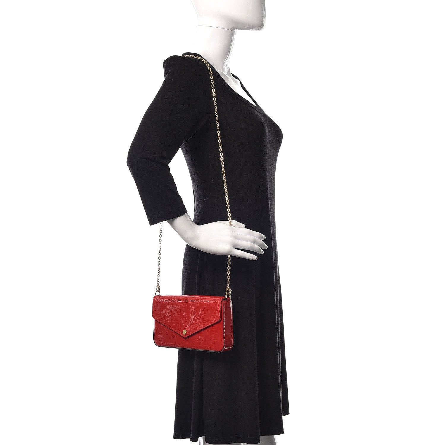 Louis Vuitton Vernis Felicie Pochette Chain Wallet Cherry 2 of 11