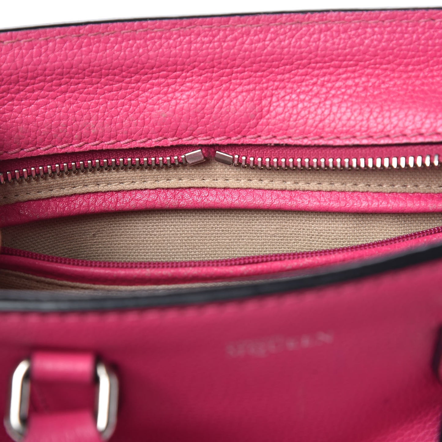Grainy Calfskin Mini Padlock Zip Satchel Pink