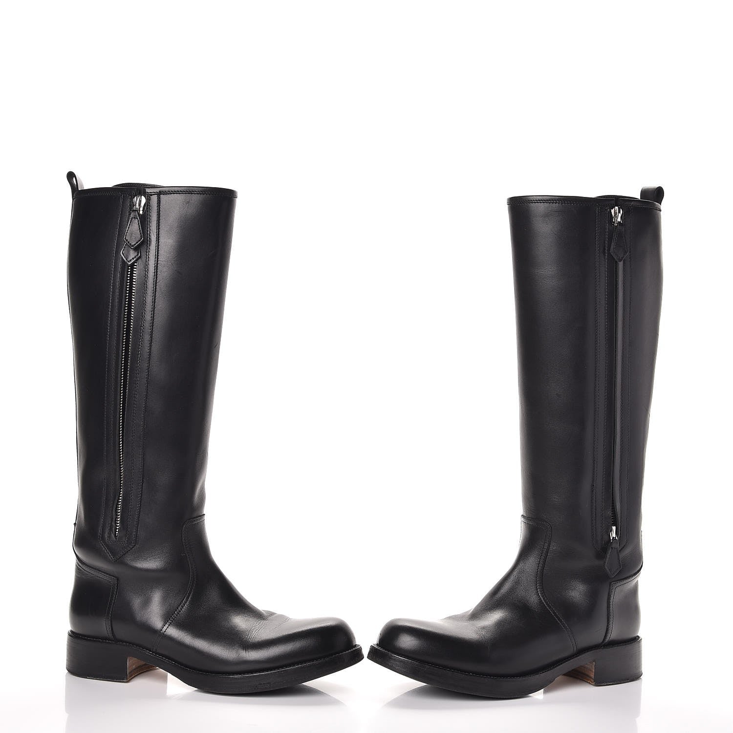 Hermes Box Calfskin Equestrian Land Boots 38 Black 6 of 12