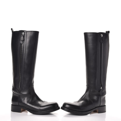 Hermes Box Calfskin Equestrian Land Boots 38 Black 6 of 12