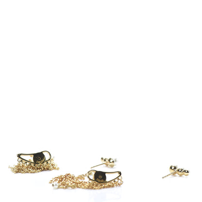 Christian Dior Pearl Dangle Chain Earrings Gold 3 of 5