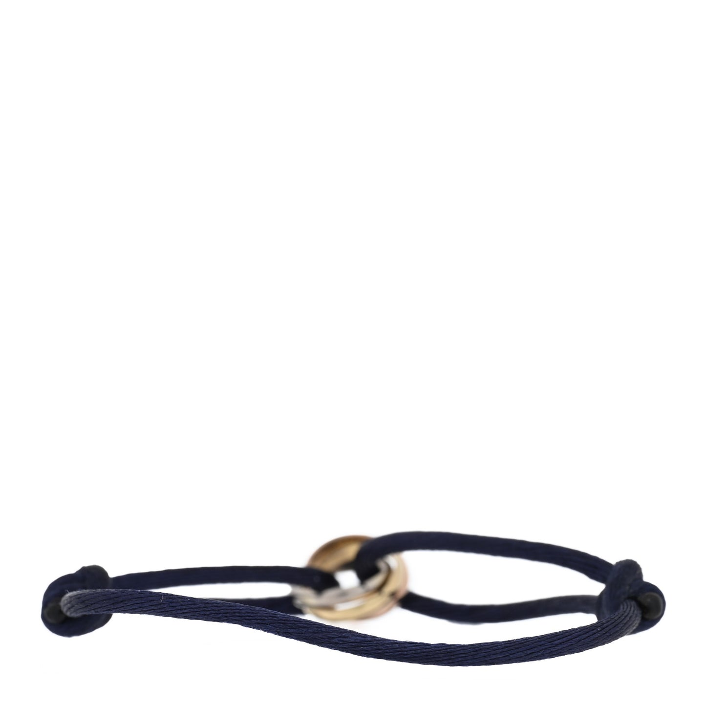 18k Pink Yellow White Gold Trinity Adjustable Cord Bracelet Navy