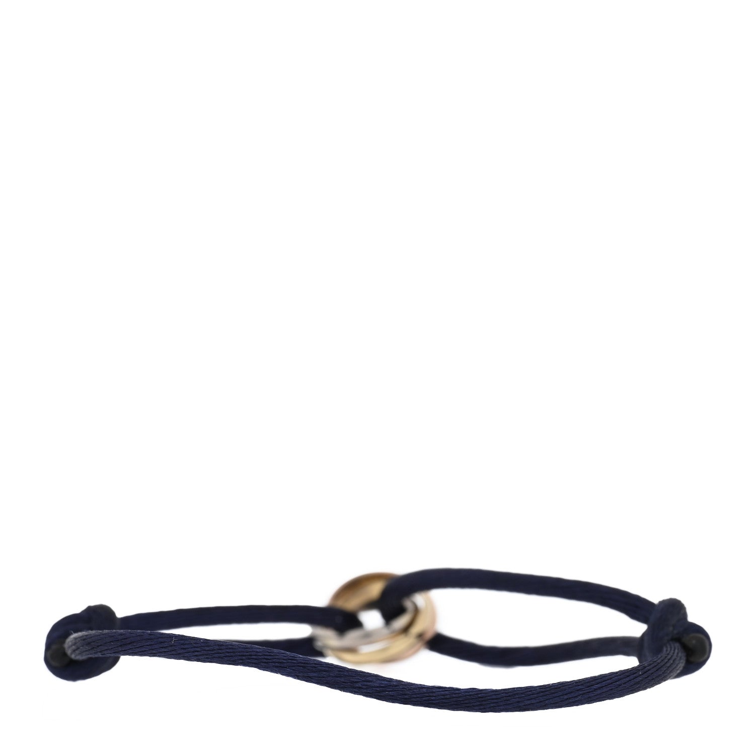 Cartier 18k Pink Yellow White Gold Trinity Adjustable Cord Bracelet Navy 2 of 3