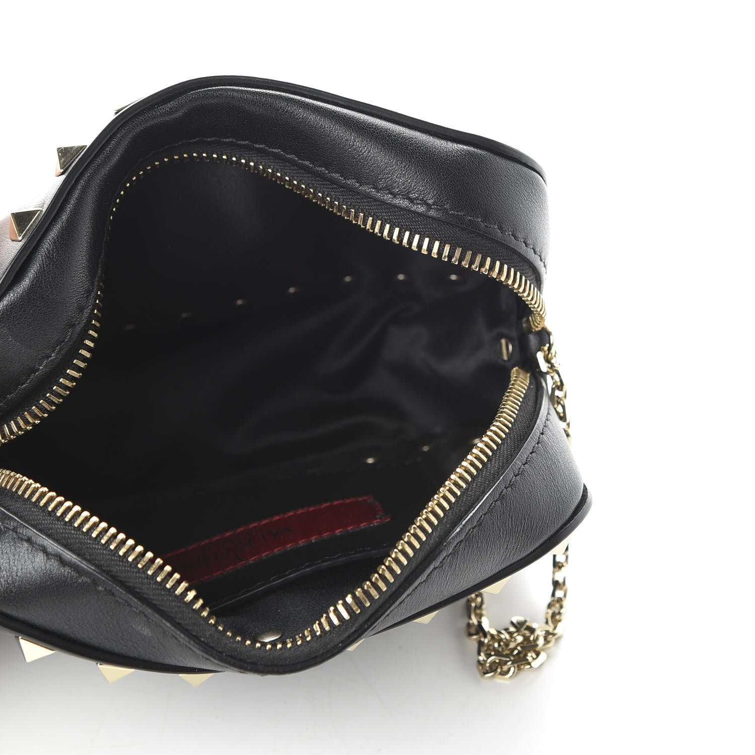 Valentino Garavani Calfskin Small Rockstud Chain Camera Crossbody Bag Black 5 of 9