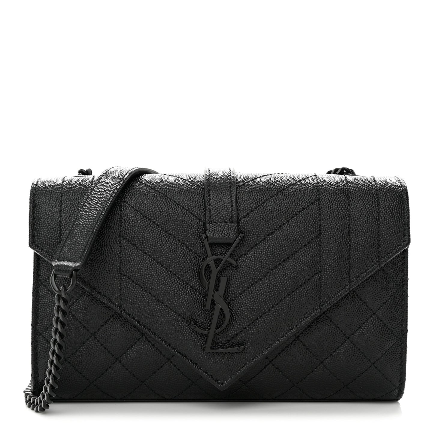 Grain De Poudre Textured Mixed Matelasse Triquilt Small Monogram Monochrome Satchel Black