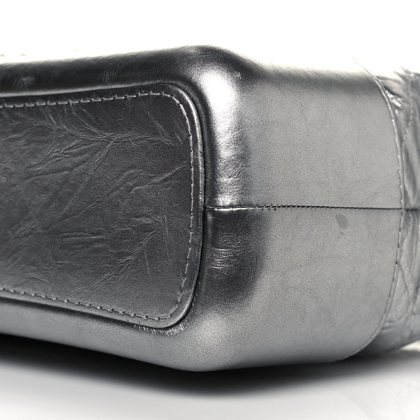 Metallic Lambskin Calfskin Quilted Medium Gabrielle Hobo Silver