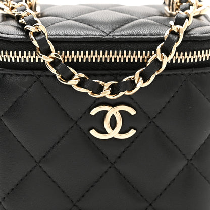 Chanel Lambskin Quilted Top Handle Mini Vanity Case With Chain Black 11 of 12