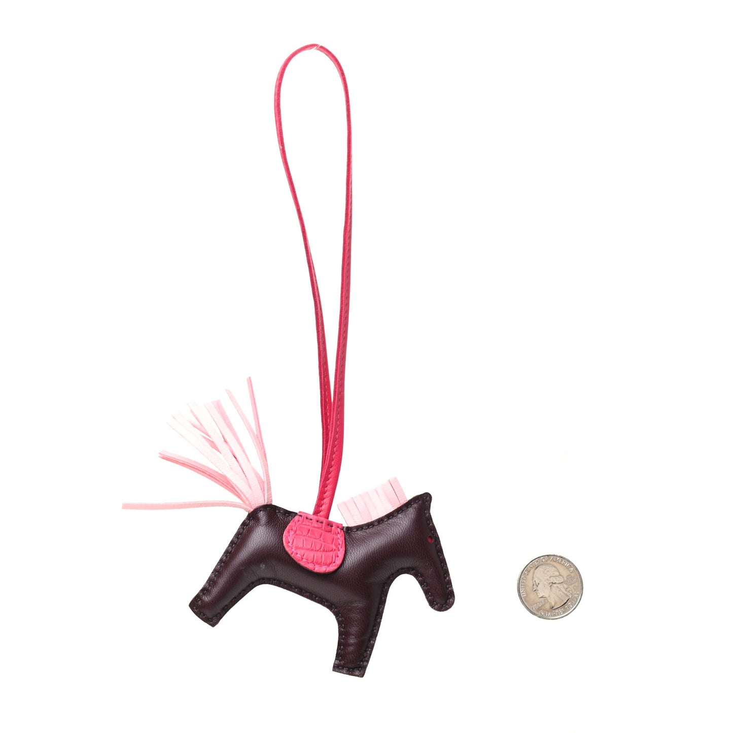 Milo Lambskin Matte Alligator Touch Grigri Rodeo Horse Bag Charm PM Rouge Sellier Framboise Rose Sakura