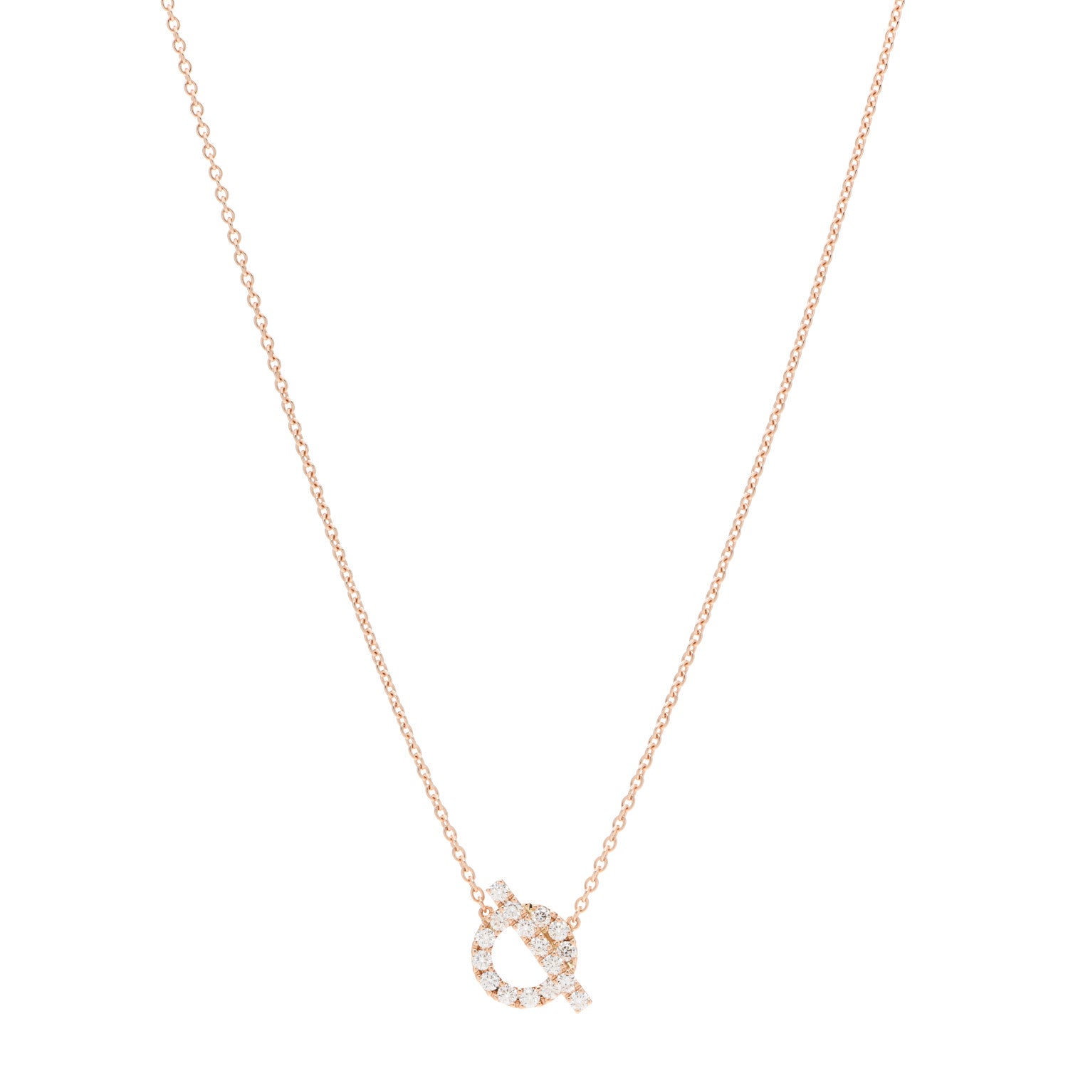 Hermes 18K Rose Gold Diamond Finesse Pendant Necklace 1 of 5