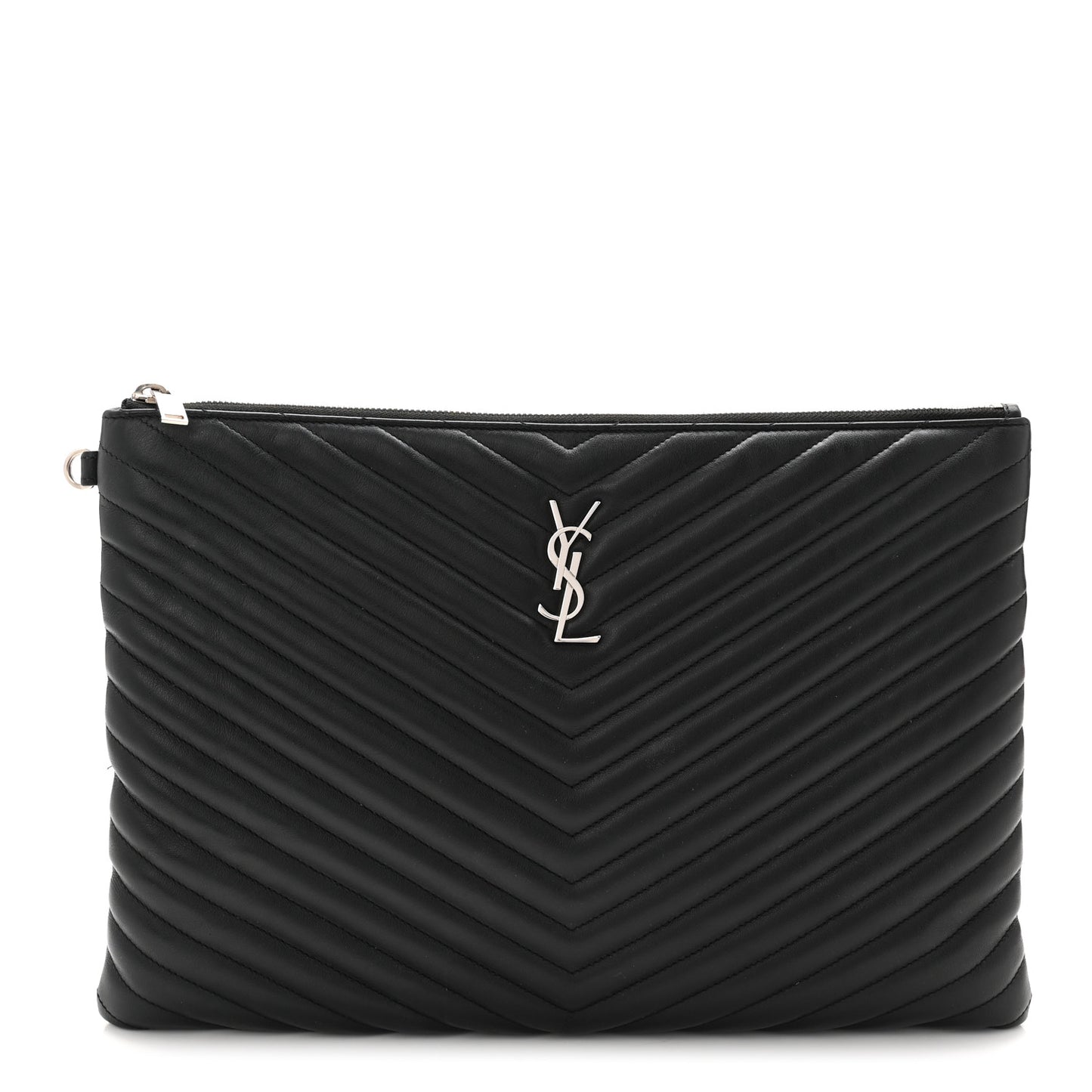 Calfskin Matelasse Chevron Monogram Document Holder Black