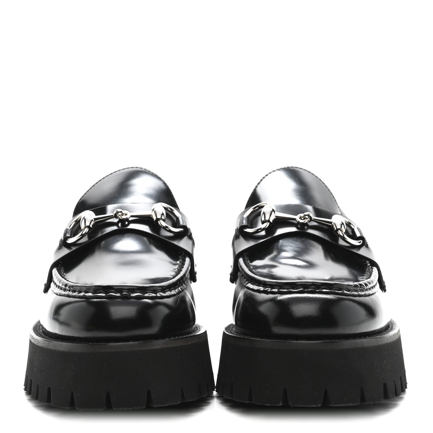 Gucci Cordovan Lux Womens Horsebit 45mm Platform Loafers 39.5 Black 3 of 11