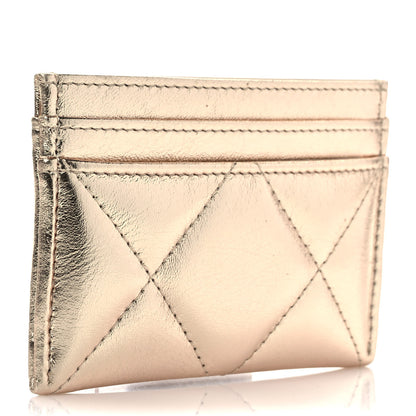Chanel Metallic Lambskin Quilted Chanel 19 Card Holder Gold 3 of 7