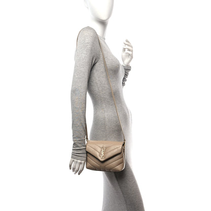 Saint Laurent Calfskin Y Quilted Monogram Toy Loulou Crossbody Bag Dark Beige 2 of 14