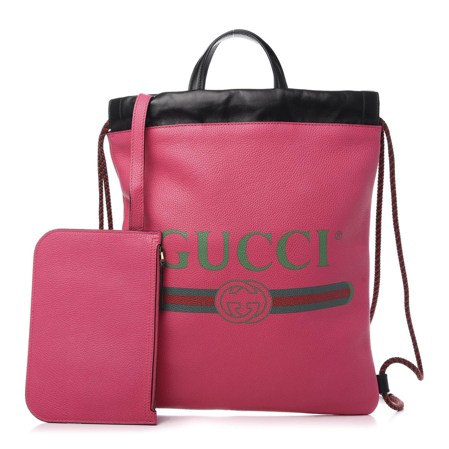 Grained Calfskin Logo Drawstring Backpack Box Pink Green Black