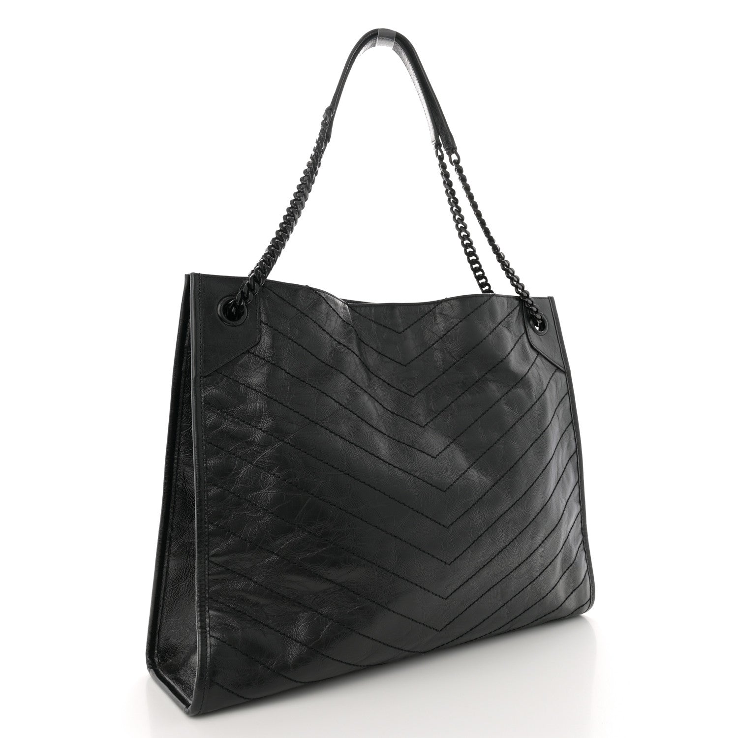 Saint Laurent Crinkled Calfskin Matelasse Monogram Large Niki Shopper Tote Black 3 of 15