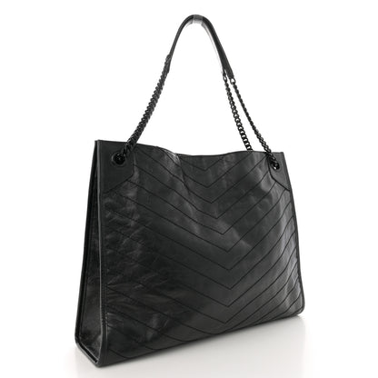 Saint Laurent Crinkled Calfskin Matelasse Monogram Large Niki Shopper Tote Black 3 of 15