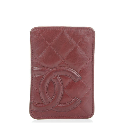 Chanel Aged Calfskin Quilted Cambon Card Case Holder Dark Red 1 of 7