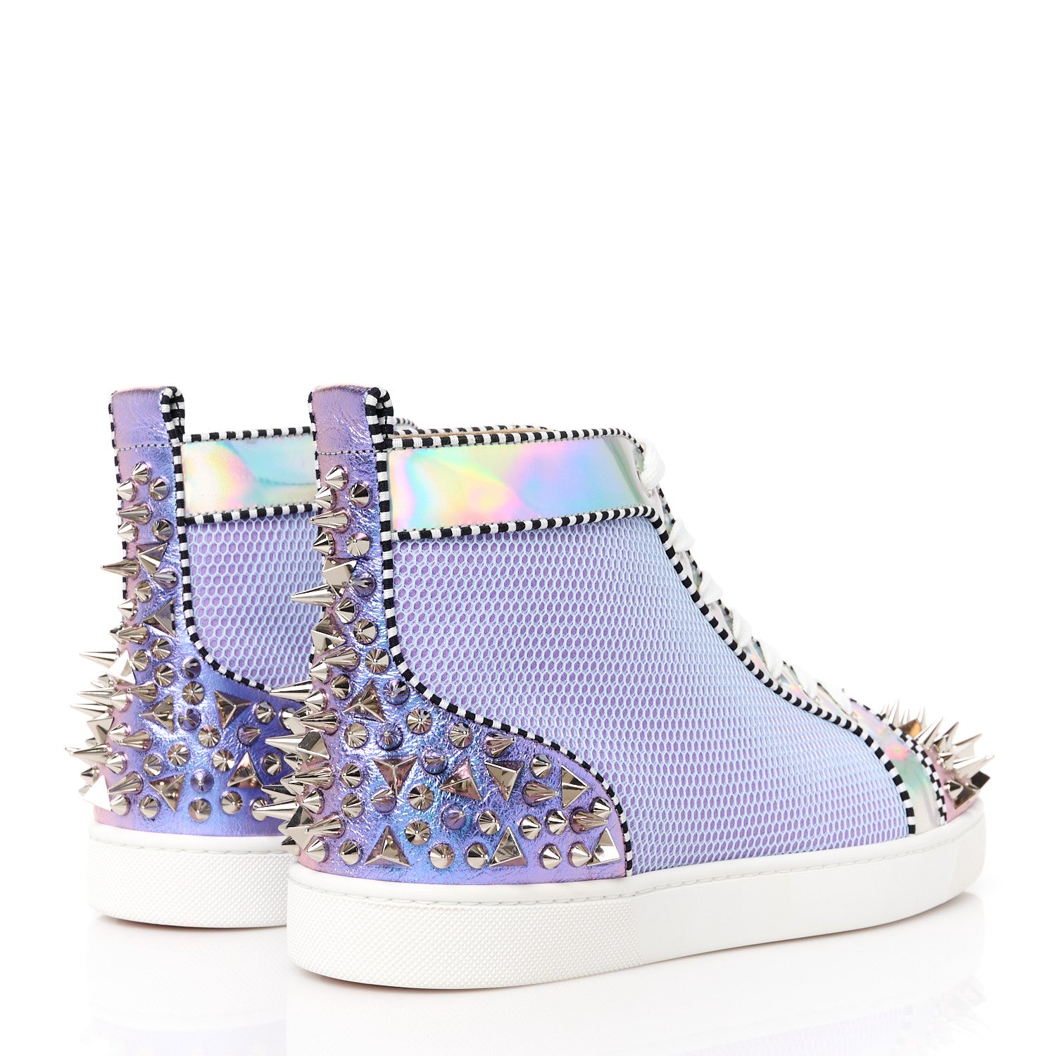 Christian Louboutin Metallic Calfskin Mesh Mens Louis Spikes Flat Sneakers 43 Purple 4 of 9