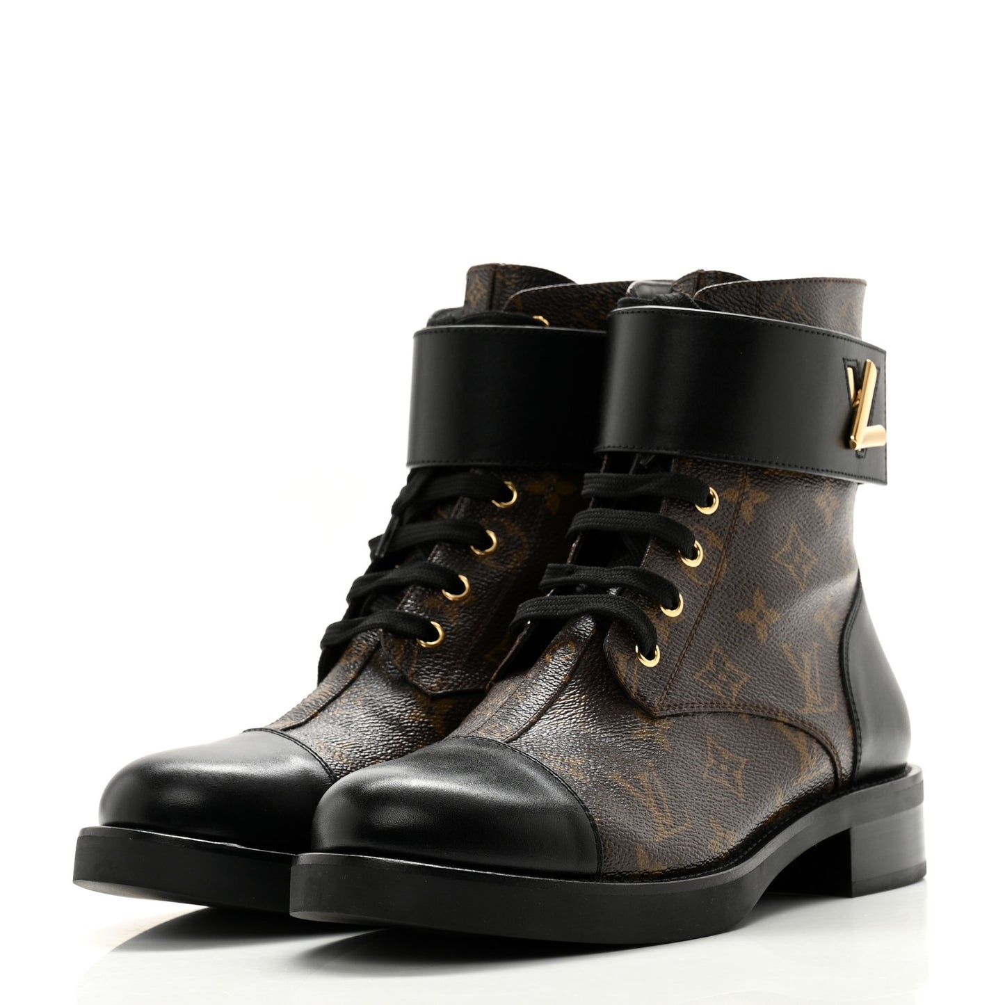 Calfskin Monogram Wonderland Flat Ranger Boots 40.5 Black