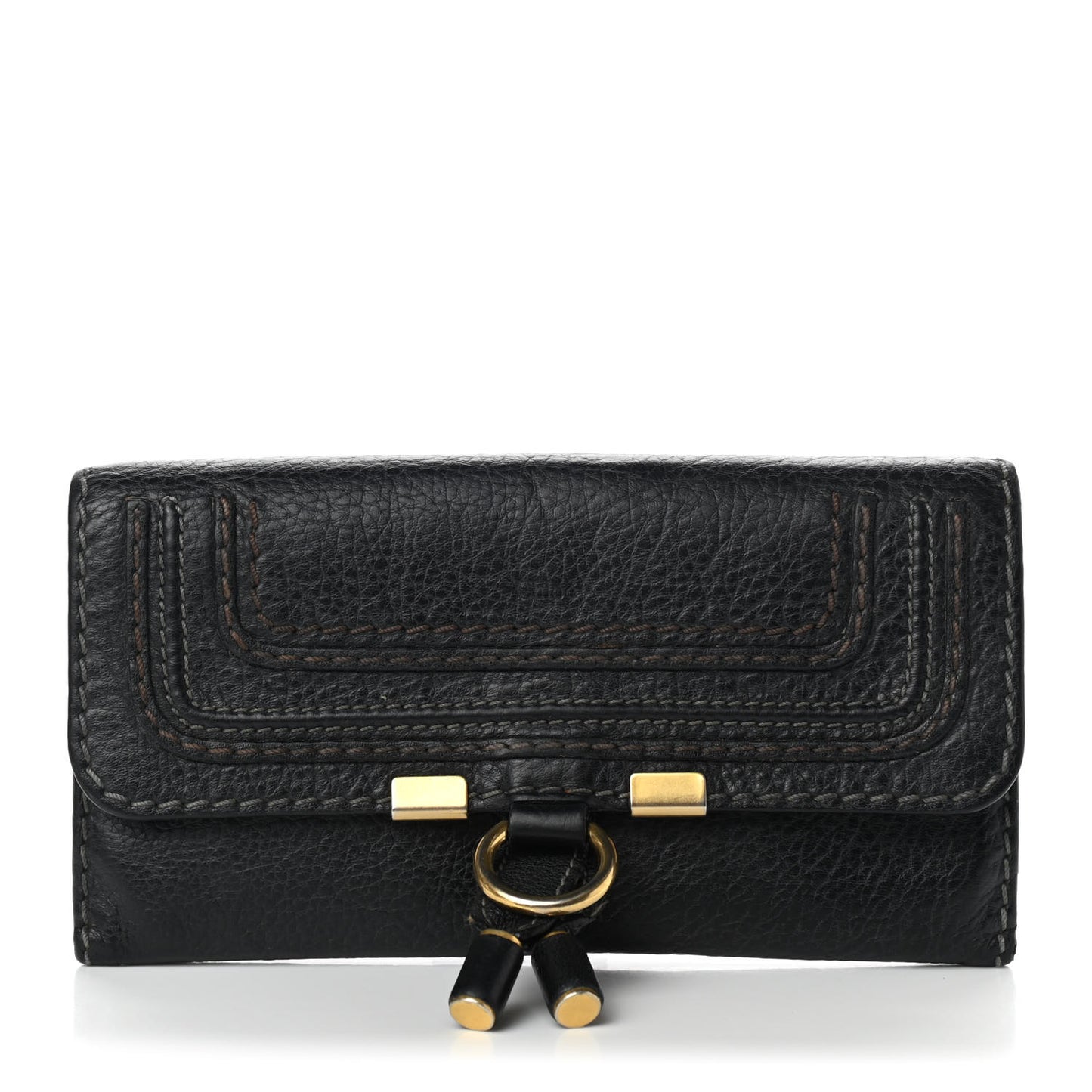 Calfskin Marcie Continental Flap Wallet Black