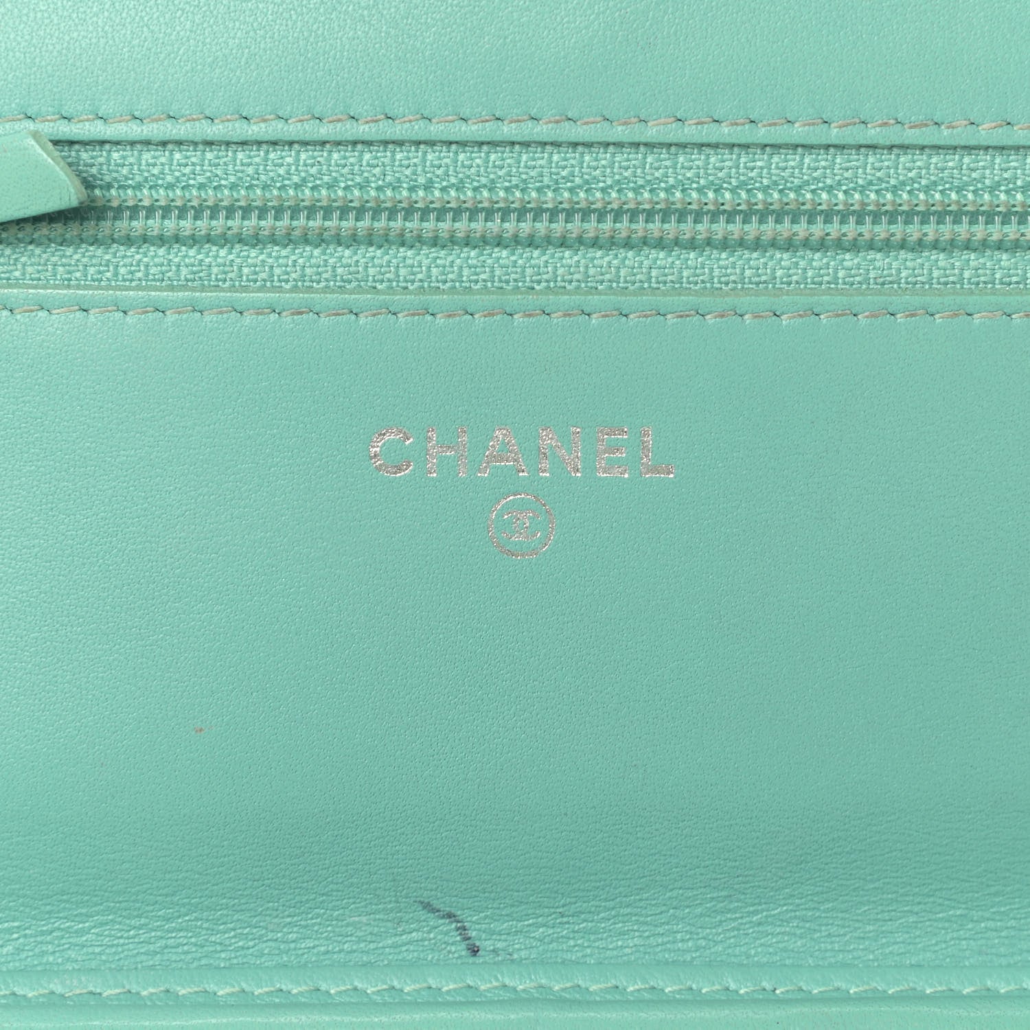 Chanel Patent Quilted Wallet On Chain WOC Blue 10 of 15
