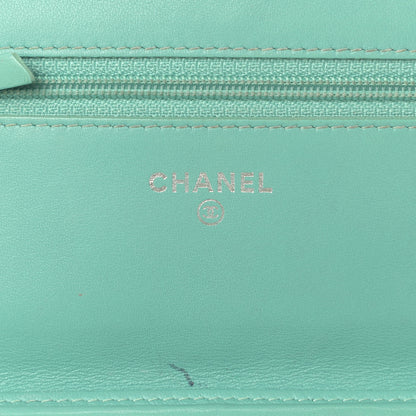 Chanel Patent Quilted Wallet On Chain WOC Blue 10 of 15