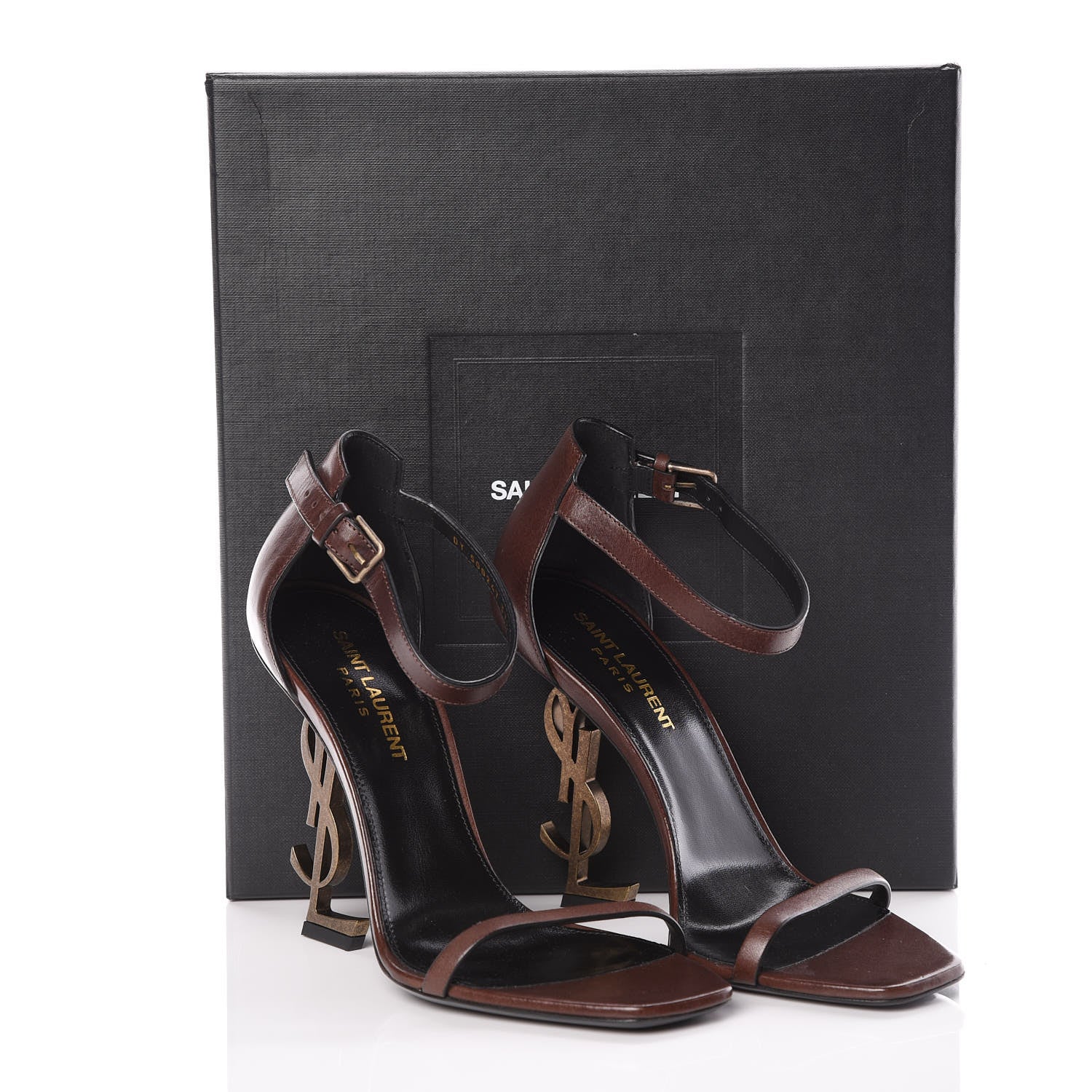 Saint Laurent Calfskin Opyum Sandals 37.5 Brown 9 of 9
