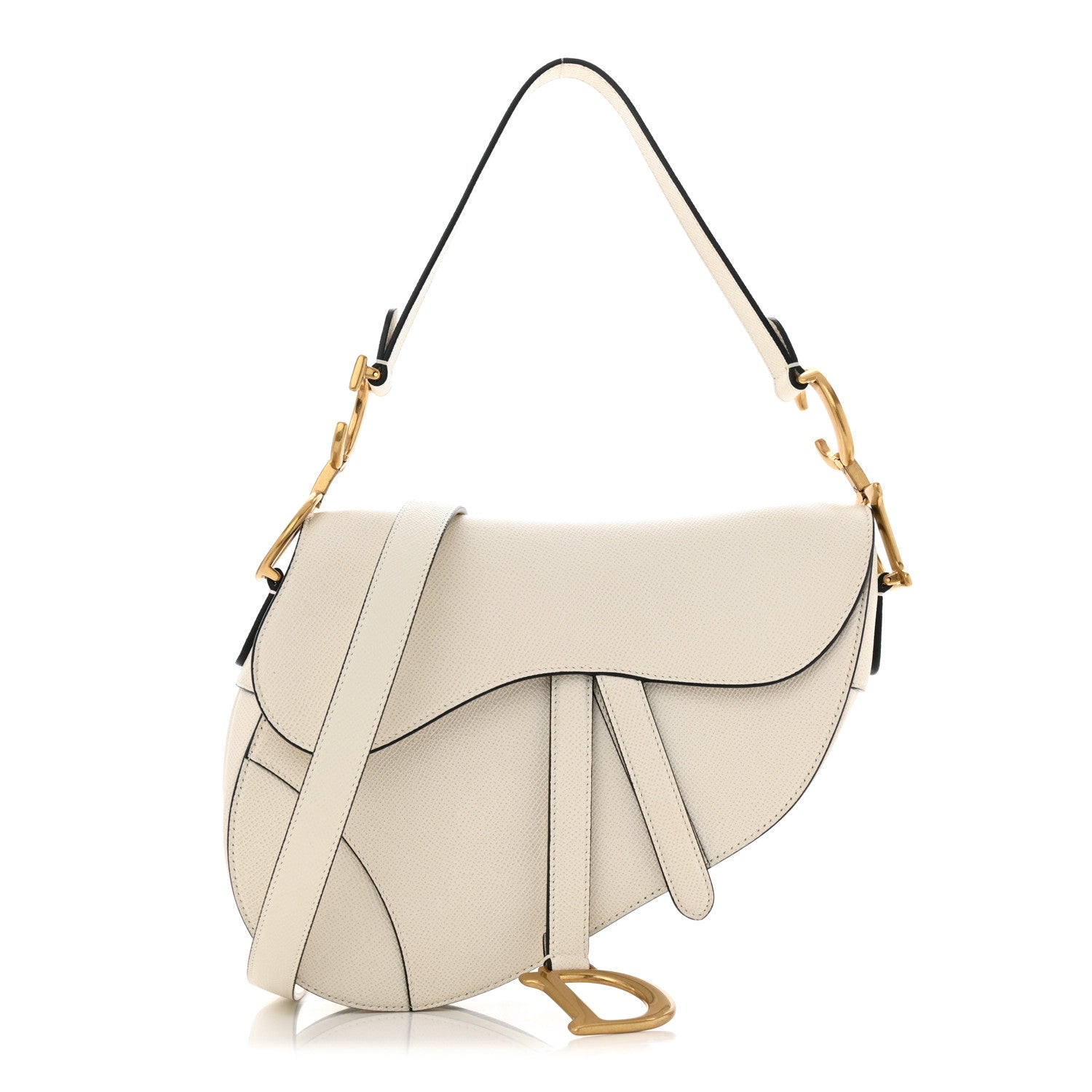 Christian Dior Grained Calfskin Saddle Bag With Strap Latte 1 of 10
