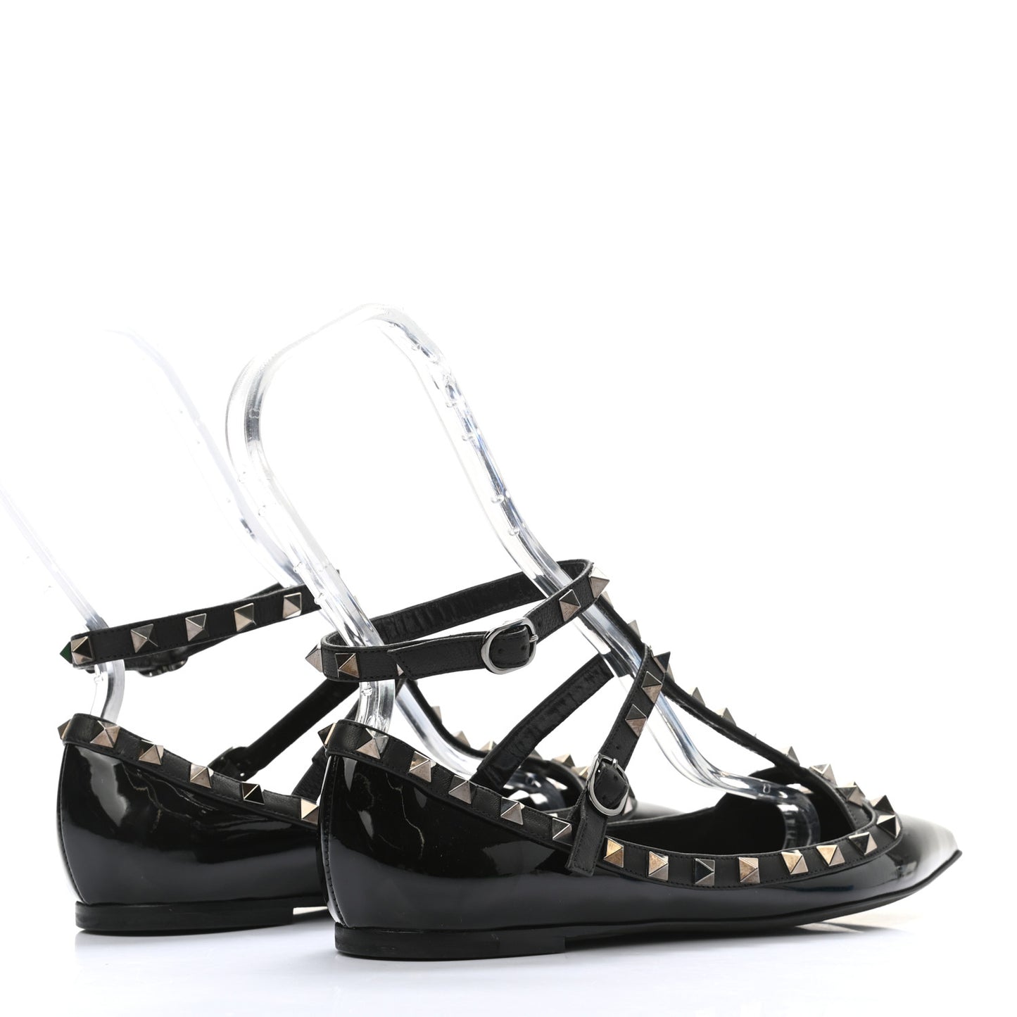 Patent Rockstud Cage Ballerina Flats 38 Black