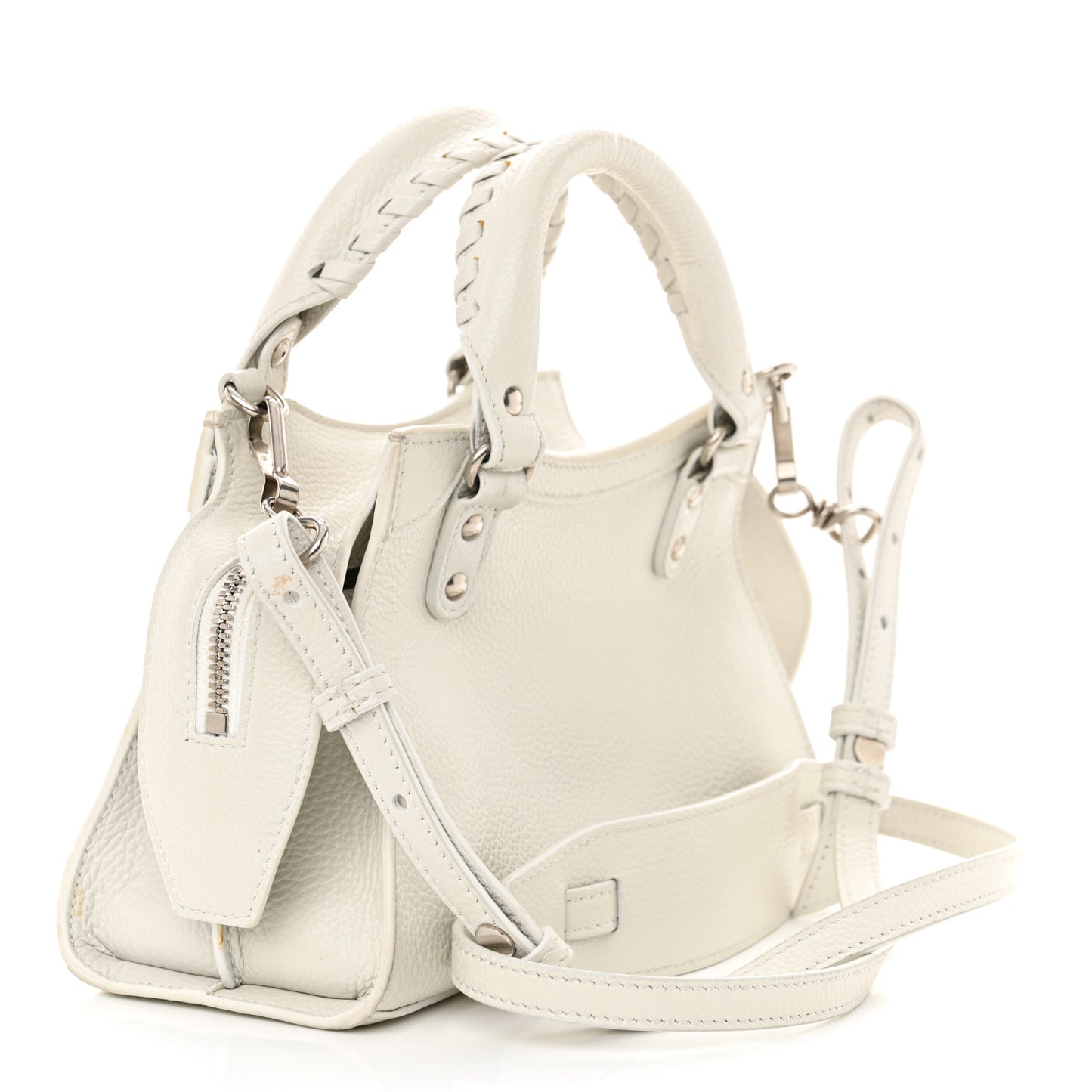 Grained Calfskin Neo Classic Silver Hardware Mini City White