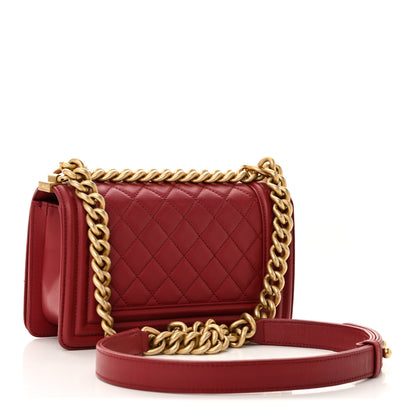 Chanel Lambskin Quilted Small Boy Flap Dark Red 3 of 10