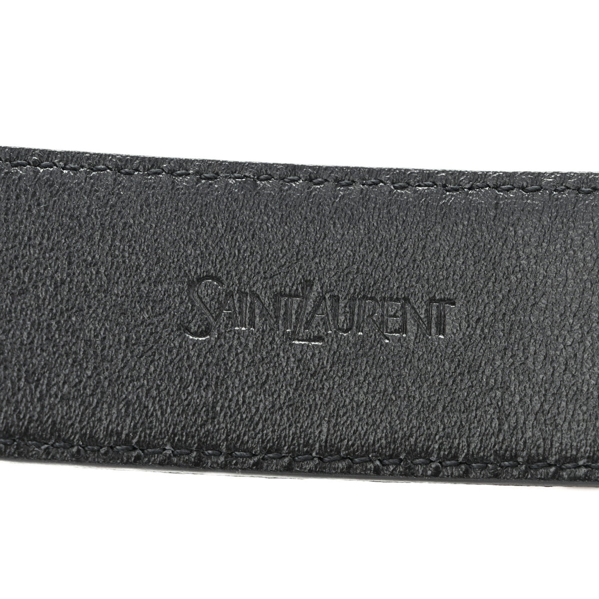 Saint Laurent Calfskin Crocodile Embossed Monogram Square Buckle Belt 80 32 Black 5 of 8