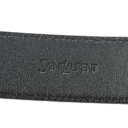 Saint Laurent Calfskin Crocodile Embossed Monogram Square Buckle Belt 80 32 Black 5 of 8