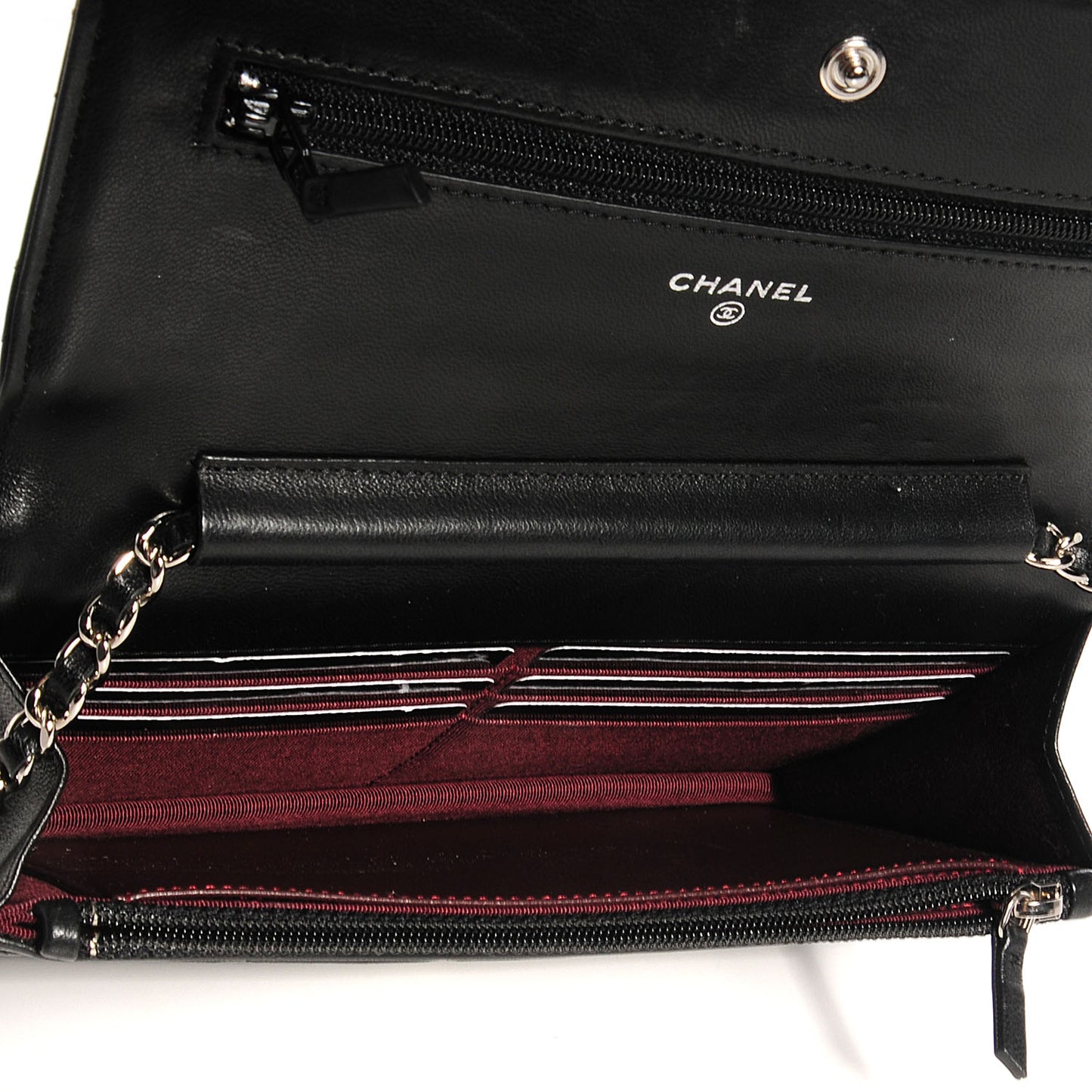 CHANEL Lambskin Quilted Wallet On Chain WOC Black