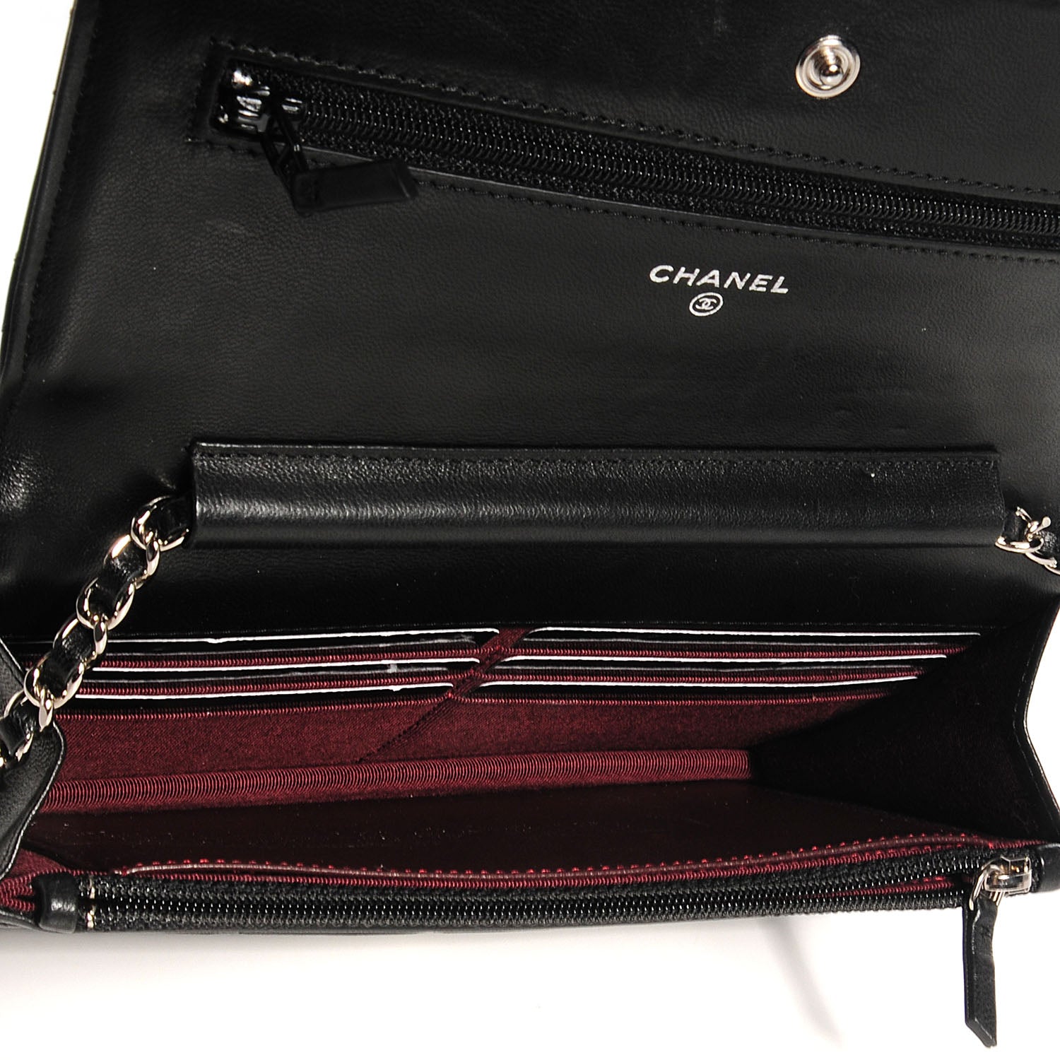 Louis Vuitton CHANEL Lambskin Quilted Wallet On Chain WOC Black 5 of 9