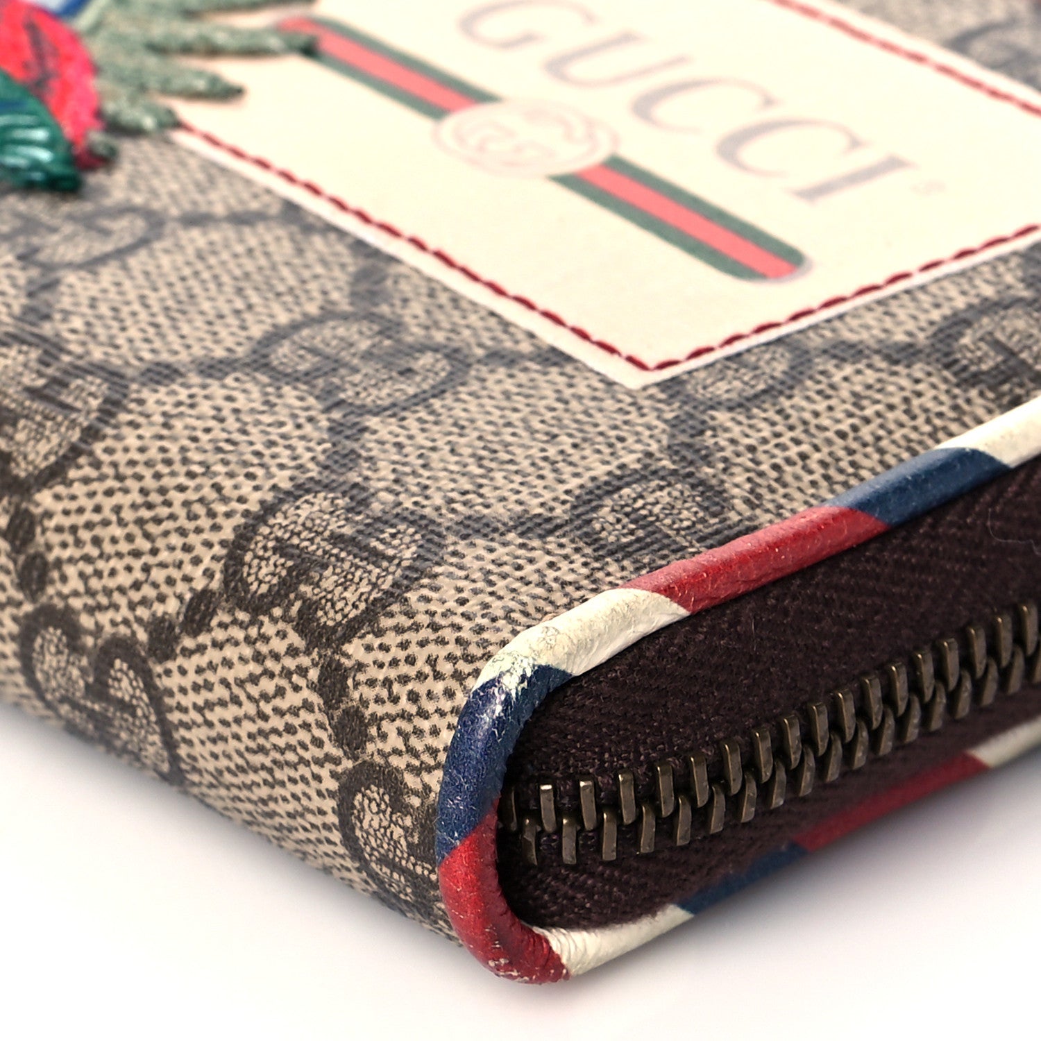 Gucci GG Supreme Monogram Courrier Embroidered UFO Zip Around Wallet 9 of 10