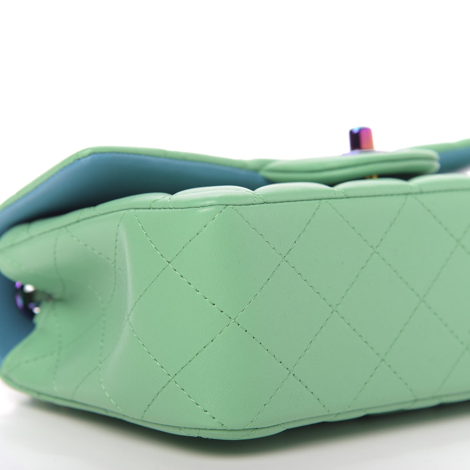 Chanel Lambskin Quilted Mini Rectangular Flap Green Blue 6 of 10